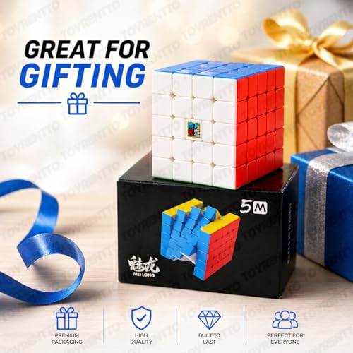 Image of Kid Moyu MFJS MeiLong 5M 5x5 Magnetic Cube Stickerless, 5x5x5 Speed Cube Puzzle for Kids and Adults, Smooth Turning High Speed Brain Teaser Toy with Stand and Screwdriver