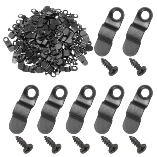 Image of uxcell 120pcs Picture Frame Backing Clips, 0.94 inch Photo Frame Turn Buttons Fasteners Hardware Corner Clip with 120pcs Screw for Hanging Pictures Craft Drawings, Bow Shaped Black