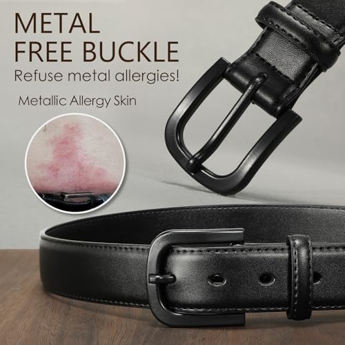 VONMELLI Men's Metal Free Leather Belt TSA Approved Non Metal Belt for Men Jeans with Hypoallergenic Buckle4