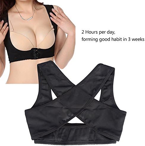 Chest Breast Support Belt Women Posture Corrector Humpback Correct Posture Corset Bra Posture Shape Corrector(L-Black)