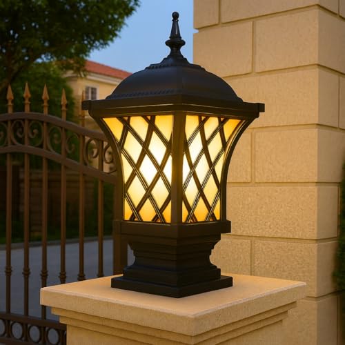 Image of GIGAWATTS ‎Express Outdoor Gate Light - 101% Rust & Waterproof Die-Casting Aluminium Exterior Piller Lamp Base Mount for Garden, Boundary Walls & Home Entrances (B22 Holder, Bulb Not Included, Black)