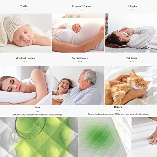 UNILIBRA King Mattress Pad Waterproof Rayon Made from Bamboo, Fitted Deep Pocket Mattress Cover fits 6''-25'', Breathable Quilted Mattress Protector, White by UNILIBRA - Image 5