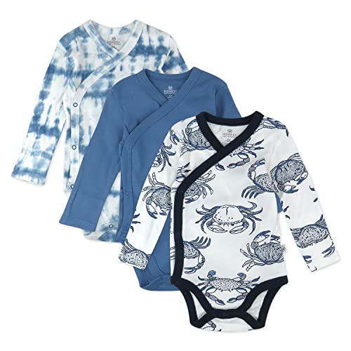 Image of HonestBaby Baby Long Sleeve Side-Snap Organic Cotton Kimono Bodysuits (3 Pack)