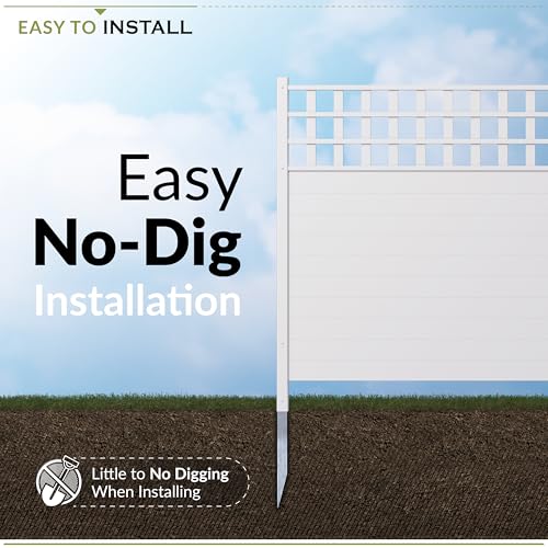 44in H x 42in W (2 Panels) No Dig Zippity Keswick Privacy Fence and Screen Kit, White Vinyl Privacy Fence, Outdoor Privacy Screen Panels for Yard, Trash Can Enclosure, Air Conditioner Fence ZP19060