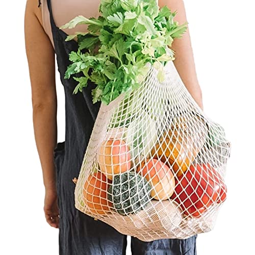 Bolsa de compras con asa YOYI YOYI, malla de algodón reutilizable para comestibles 5