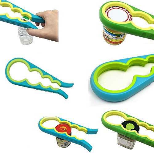 Ximimark NE789 4 In 1 Multi-Purpose Handheld Bottle Can Opener Glass Lid Jar Kitchen Twist Tool,Blue thumb #1