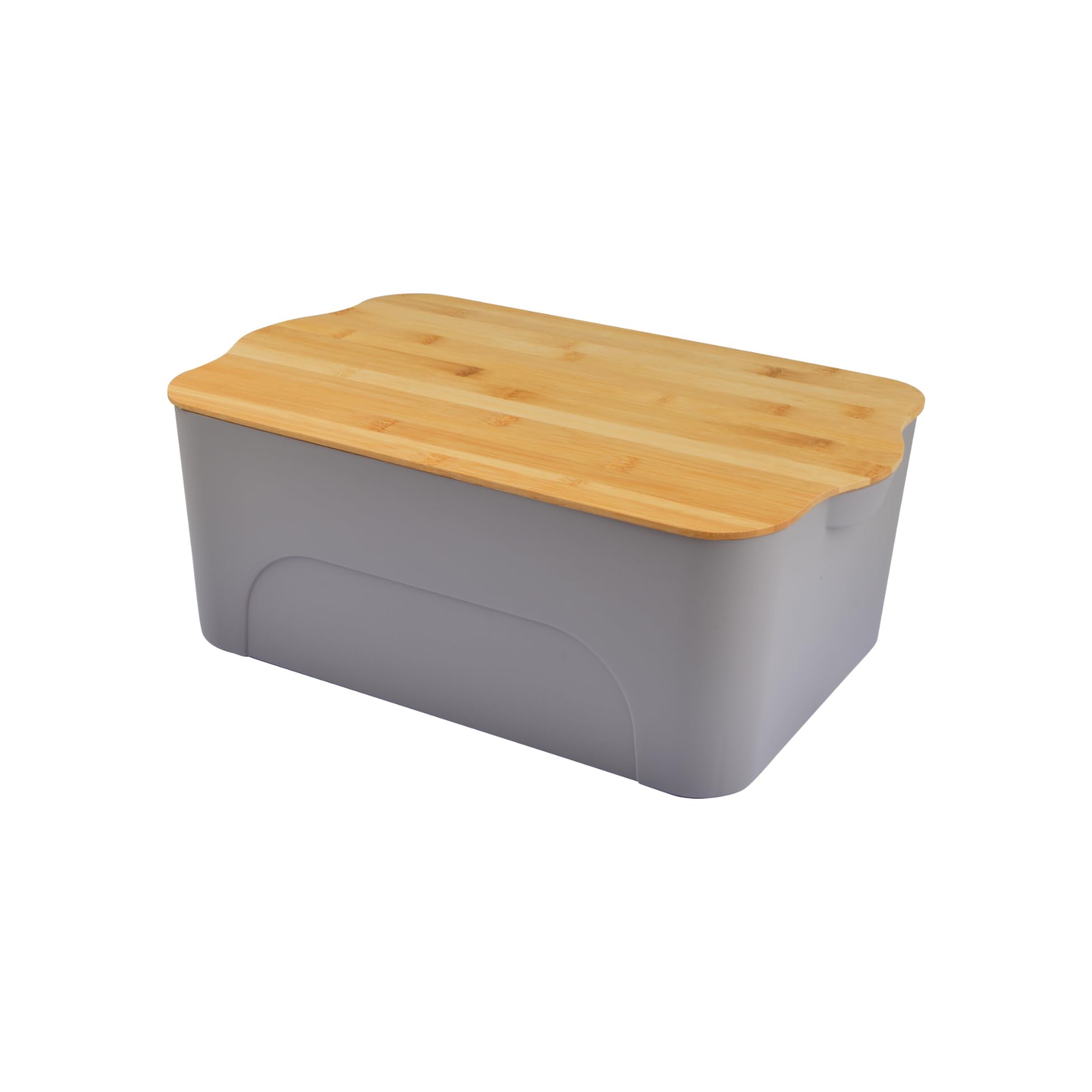 Homéa, Plastic Box with Bamboo Lid 5L 28X18Xh.10.5Cm Taupe