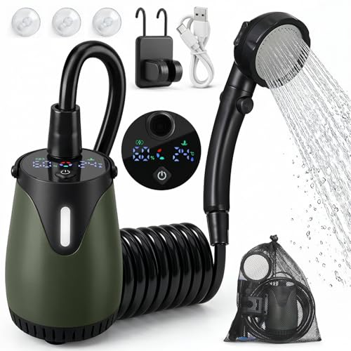Douche de camping portable rechargeable 8000mAh écran LED IPX8