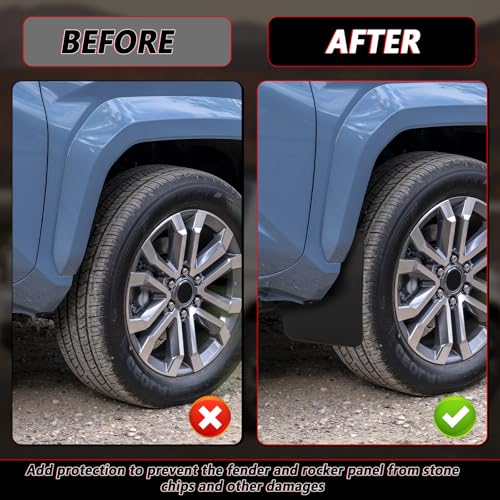 Image of Wide Design Mud Flaps for 2025 2026 Toyota 4Runner, Extended TPE Splash Guards, Protects Against Mud, Rocks, and Debris, Front & Rear Fender Liner (4PCS)