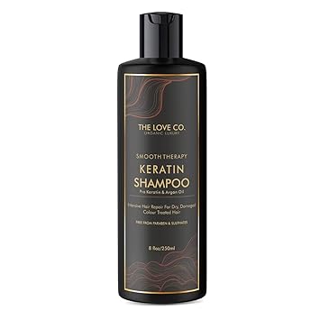 THE LOVE CO. Keratin Shampoo - Professional Shampoo - Hair Shampoo For Men - Shampoo For Dry Scalp - Sulphate & Paraben Free - With Added Argan Oil & Almond Oil