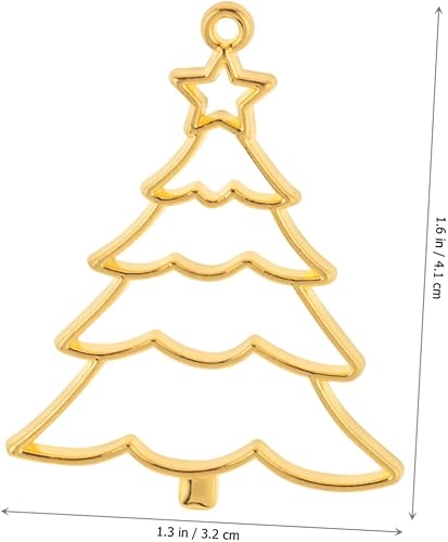 Miniatura 3 de EXCEART 20 pcs Craft Charms Gold Bezels Pressed Pendant Alloy Enamel Pattern with Findings for Plated Xmas Resin Blanks Jewelry Tree Shape Crafts