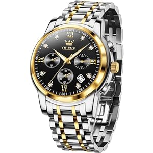 OLEVS Classic Wrist Watches,Men Business Watches Dress Watch with Day,Multifunction Luminous Men Stainless Steel Wristwatch Water Resistant Chronograph Watches for Men