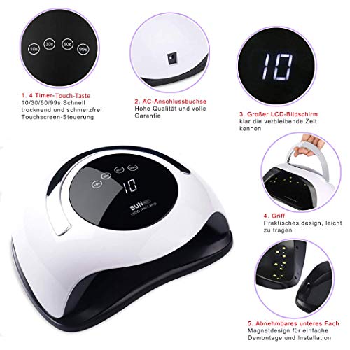 ABsuper 120W Nageltrockner, UV LED Lampe für Nägel, Professionelle Nagellampe mit 4 Timer,Auto-Sensor,Touchscreen… – Bild 6