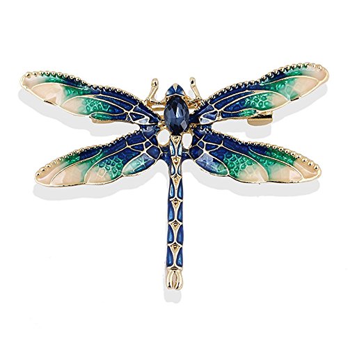 Minghua Pretty Enamel Red Blue Dragonfly Brooch Pin Charm Women Men Pin Jewelry (Green) #TOP6