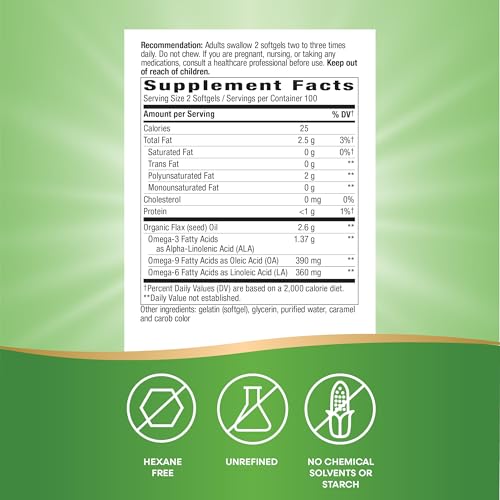 Nature's Way Premium Flax Oil, 52% ALA, Cold Pressed, 200 ct - image 5