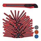 Relaxdays Cuttermesser 100er Set, sicheres Einrasten, 9mm Abbrechklingen, Messer für Kartons & Tapete, zum Basteln, rot