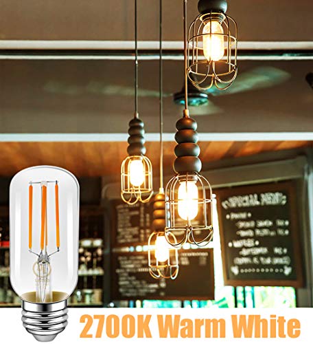 Emotionlite Led Light Bulbs, E26 Dimmable Vintage Edisontubular Bulb, 40W Equivalent, Warm White, 4W 2700K, 350Lm, Medium Base, Ul Listed, 6 Pack #TOP1