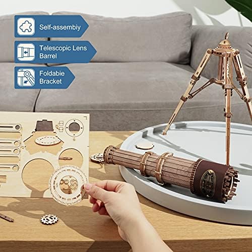 RoWood 3D Wooden Puzzles Monocular Telescope, Wooden Model Building Science Kit, Creative Gift for Adults