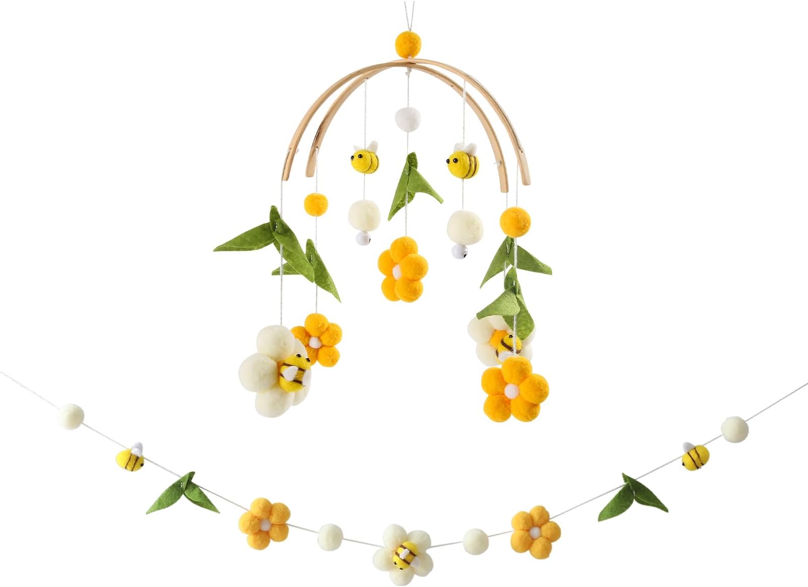 Montessori Baby Mobile for Crib | Bees Nursery Mobile Soothe Toy with Crib Accessory | Woodland Nursery Decor Toys for Ceiling Hanging | Baby Shower for Boys & Girls Gift