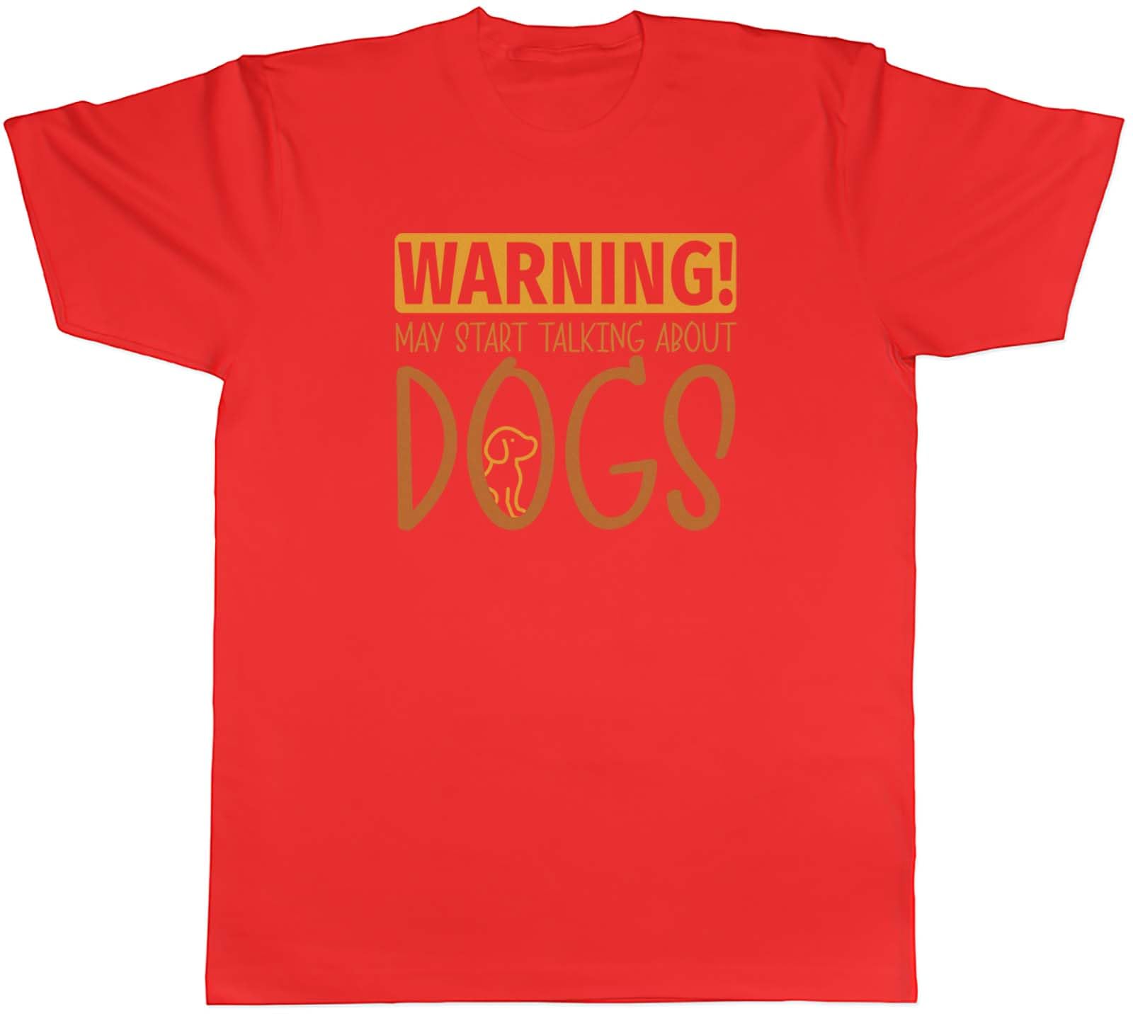 Shopagift Warning Dogs Mens T-Shirt Pet Puppy Doggie Tee Red