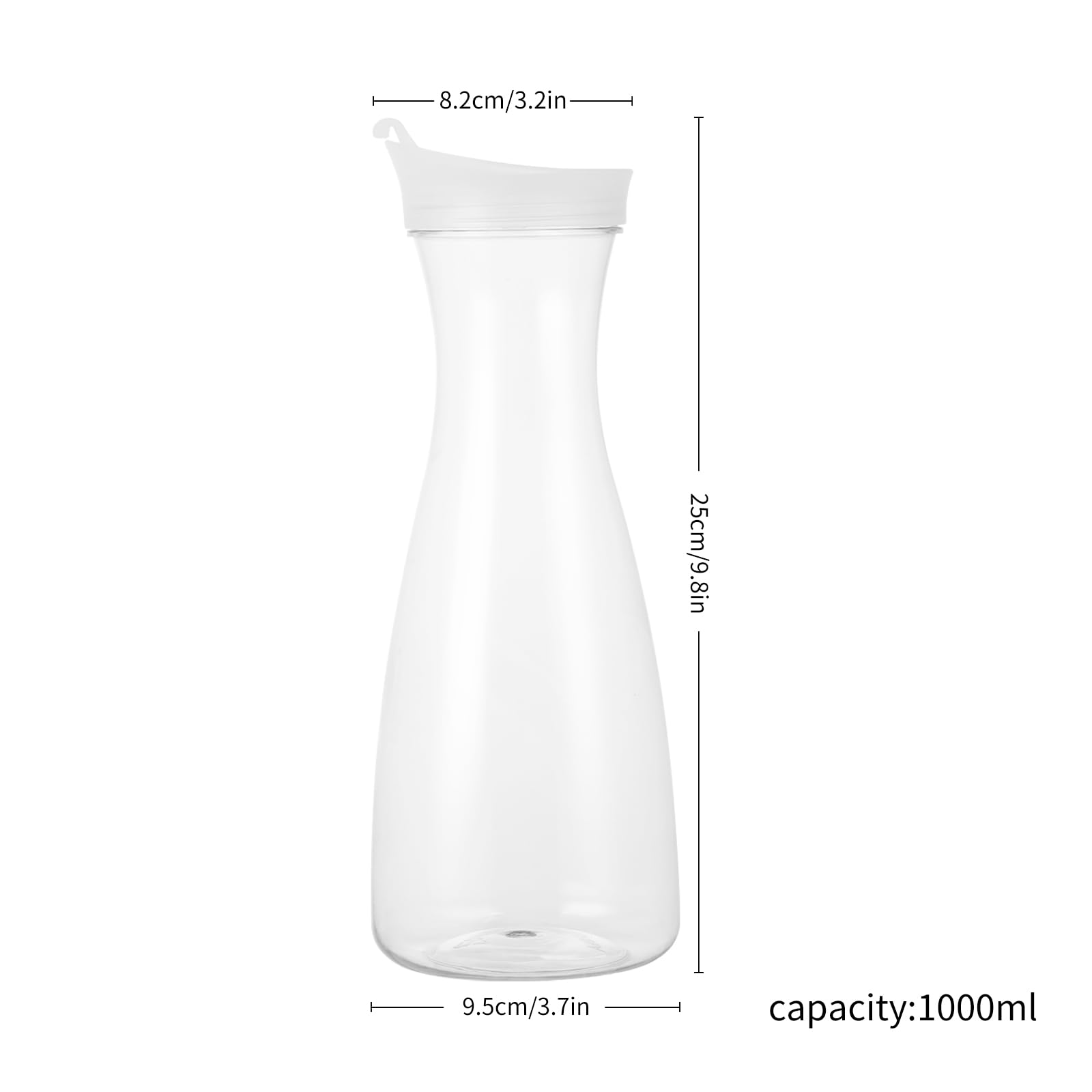 Brocche per succhi con coperchio ribaltabile 1L Caraffe D'Acqua nel Plastica da 4 Pezzi - Caraffa per Limonata per Acqua, Caffè, Birra, Tè Freddo e Succo Fatti