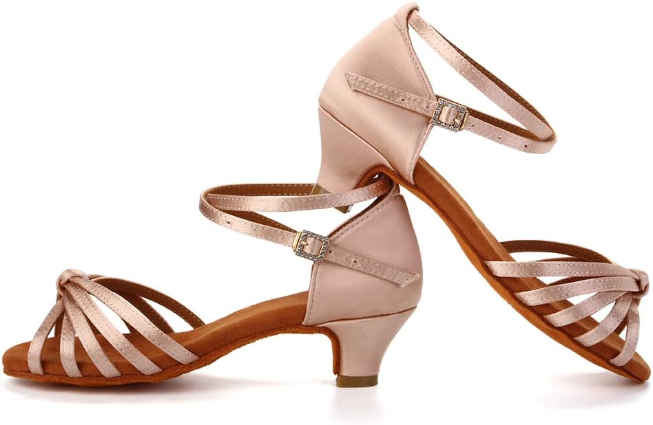 TINRYMX Girls&Women Latin Dance Shoes Silk Ballroom Salsa Tango Professional Performance Practice Dance Shoes,Model-SS-TL-ZSXGG/202