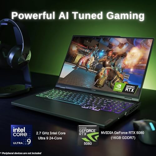 Image of Lenovo 2025 Legion Pro 7i Gen 10 Gaming Laptop, GeForce RTX 5080 16 GB GDDR7, Intel Ultra 9 275HX, 16 inch WQXGA OLED 16:10 500 nits 240Hz, 64 GB DDR5 RAM, 1 TB SSD, Windows 11 Pro, w /Accessories