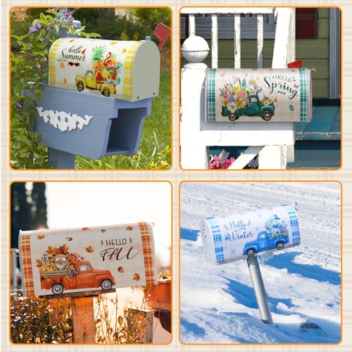 Image of Dispowreath 12 Pcs Seasonal Mailbox Covers Magnetic Standard Size 18 x 21 Inch Truck Spring Summer Patriotic Magnetic Mailbox Covers for Garden Yard Outdoor Decor