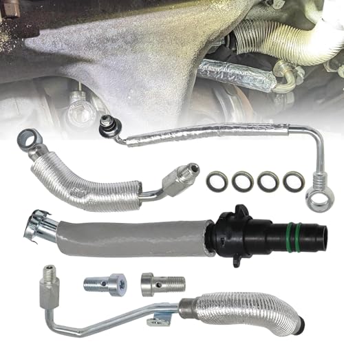 Image of SecosAutoparts 4Pcs Turbo Oil Return Drain & Oil Feed Pipe Kit Compatible with Buick Encore Compatible with Chevy Cruze Sonic Trax 2013-2019 1.4L L4# 55592600 25198546 25200947 55587854