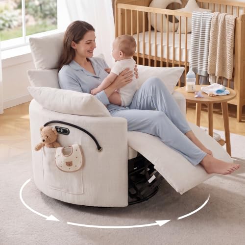 DEKKETO Elektrischer Chenille XXL Fernsehsessel mit USB-A und USB-C, Weiß