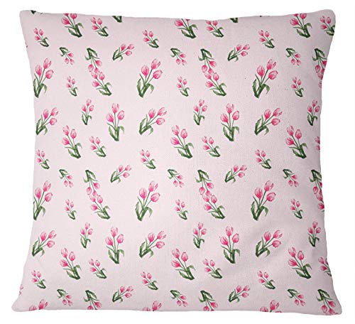 S4Sassy Decoratif 2 Pcs Floral Imprimer Coton Popeline Fuschia Rose Housse de Coussin Canape Throw-16 x 16 Pouces