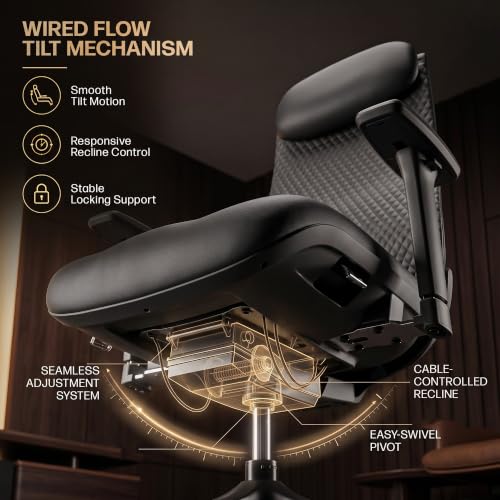 Image of DROGO Ultron Ergonomic Office Chair for Home & Work | Patented Flow Cable Mechanism Tech | Memory Foam Headrest & Lumbar Support | 3D Aluminium Armrest, Seat Slider, 135 Recline with Tilt Lock(Black)