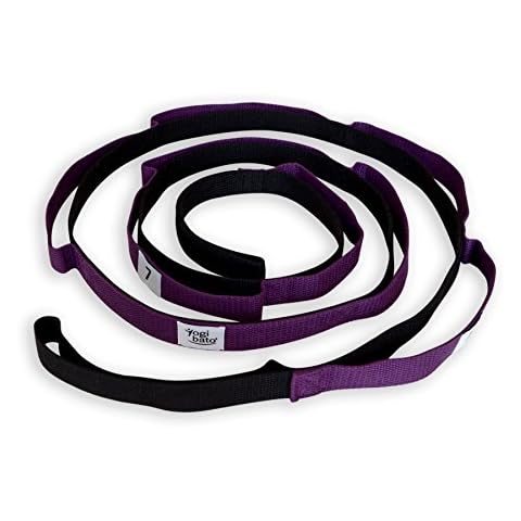 Yogibato Stretching Strap with 8 Loops - Multi Loop Yoga Belt - 240 x 2,5 cm (8 ft x 1 in) - Stretch to improve Flexibility in Pilates Dance & Physical Therapy - Multi-Loop Stretch Band 100% Cotton Cover