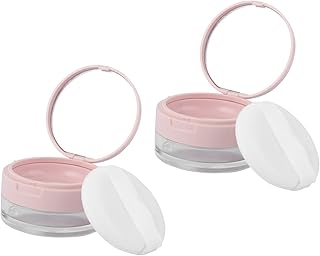 FRCOLOR 2Pcs Recipientes De Maquiagem Recipiente De Plástico Pequenos Recipientes De Maquiagem Recipiente De Pó Solto Vazio Caso De Pó Solto Recipiente De Pó De Maquiagem Espelho