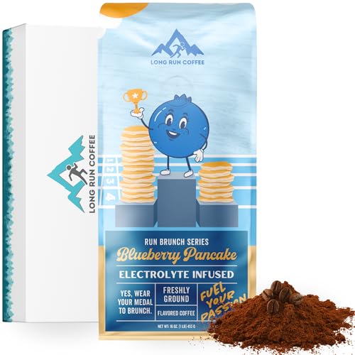 Long Run Coffee – Hydrating Coffee with Electrolytes – All Natural Energy + Hydration + Recovery for Athletes – Stomach Friendly Electrolyte Coffee for Runners (1 lb, Blueberry Pancake)