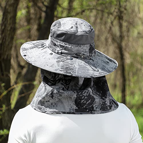 Upf 50+ Sun Fishing Hat For Men Women Wide Brim Hat With Detachable Face Cover & Neck Flap #TOP3