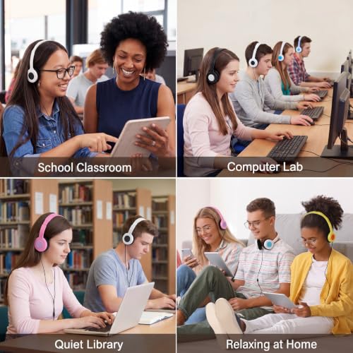 Image of Konohan 10 Pack Headphones Bulk Classroom Headphones, Colorful, Fresh