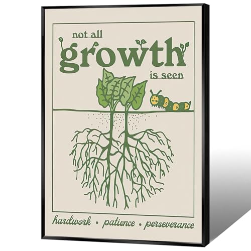 Green Plant Root Flower Canvas Wall Art Not All Growth Is Seen Posters Inspirational Modern Aesthetics Room Wall Decor For Living Room Apartment Dorm 12x16in Unframed