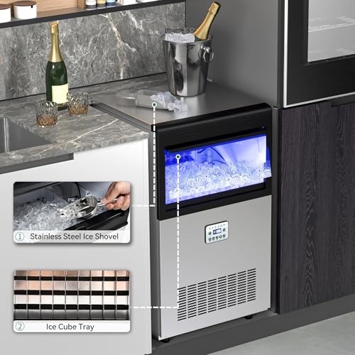 YITAHOME 120Lbs Commercial Ice Maker Machine, Under Counter Ice Machine Commercial, Big Ice Makers for Home Cafe Bar Restaurant 50pcs with 33lbs Storage Bin by YITAHOME - Image 7