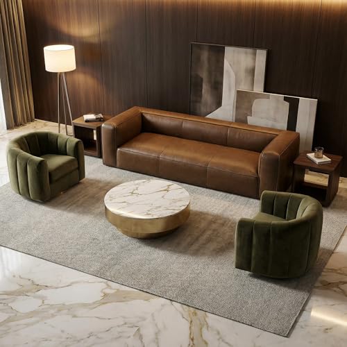 Image of 2026 New Luxury Curved Leather Sofa and 2 Swivel Chair Set, 92.5 inch, Velvet