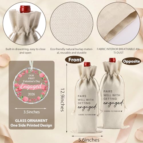 Image of Valentine's Day Engaged Gift Engagement Gifts for Couples Her Engagement Party Decorations Gifts for Women Couple Wine Bag Our First Valentine's Day Engaged Ornament 2026