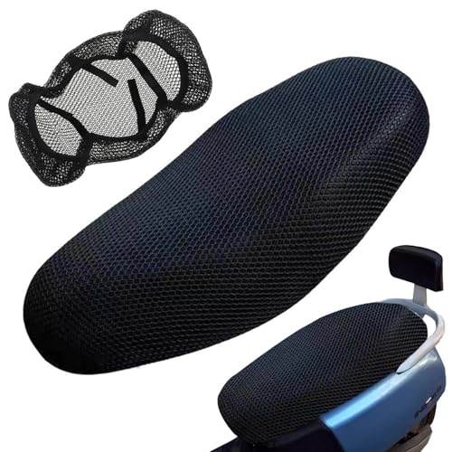 Dryxog Funda Asiento Moto Funda Moto Impermeable, Antideslizante de Asiento de Motocicleta 3D Malla Transpirable Arañazos Elástica, Protección Universal para Todo Tipo Motos y Scooters (75×55cm)