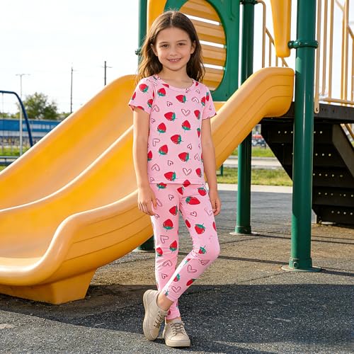 Image of 4-7T Kids Toddler Girls Print Outfits Short sleeved Flower Printed Top+Flower Print Pants Set
