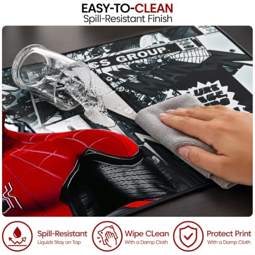Image of Sounce XL Gaming Mouse Pad 58.5 x 28 cm, Large Desk Mat with Spider Web Design, Smooth Precision Surface, Anti-Slip Rubber Base & Easy-Clean Finish - Multicolour