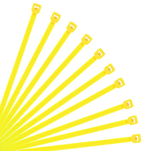 XINGO Yellow Cable Ties Pack of 500, 250mm x 3.6mm,Premium Nylon Durable Zip Ties