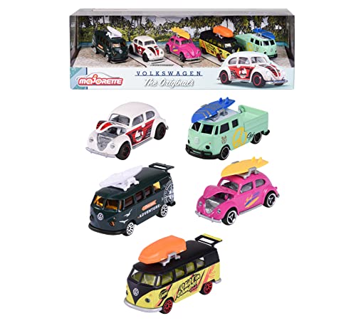 Majorette - Volkswagen The Original Giftpack - Voitures Miniatures en Métal - Echelle 1/64ème - Coffret 5 Véhicules - 212055008