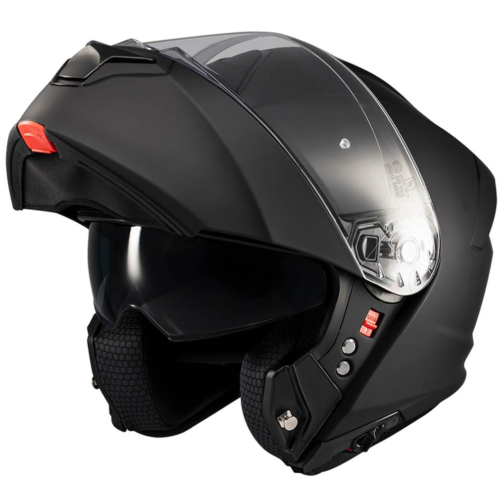 MT Genesis SV Pure Designed Negro Mate - Casco de Moto Modular Abatible con Visor Solar - Helmets Unisex Hombre y Mujer - Homologado P/J ECE 22.06