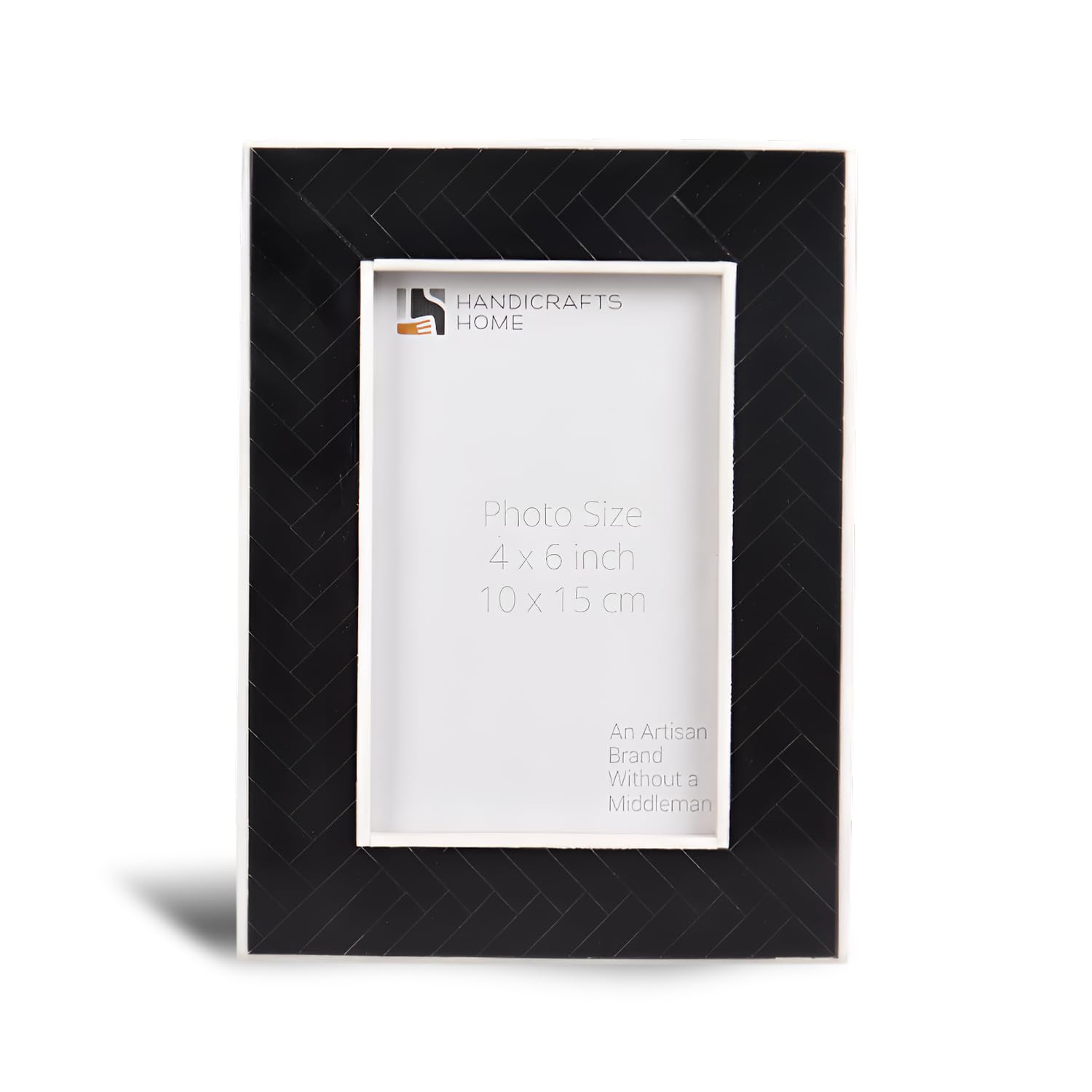 Handicrafts Home Black 4x6 Picture frame, Resin Inlay Decorative Photo Frame, Modern Minimalist & Farmhouse Frame for Tabletop & Wall, Bedroom, Living Room, Office & Gallery Wall Decor