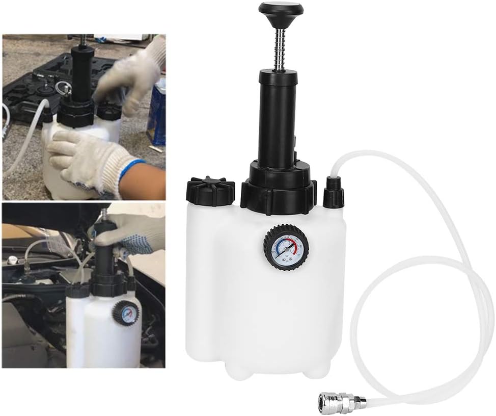 Brake Fluid Pneumatic Extractor, Engine Oil Extractor Tool with 3L Large Capacity, Real - Time Pressure Gauge, Oil - Silicone Hose for Gearbox Transmission