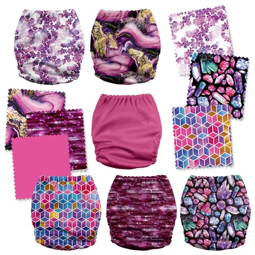 Image of Mama Koala 6 Pack Reusable Cloth Diapers 3.0 for Babies Girls Newborn, One-Size Adjustable Baby Diaper, Durable Stitching, Back Opening for Inserts, Breathable Awj Lining, Leak Prevention-Purple One